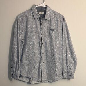 Burnside men’s button down cotton light blue flower shirt size medium